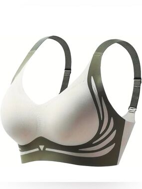 NWOT Comfy Wireless Seamless Push Up Bra XL Green Full Coverage Stretch Adjust